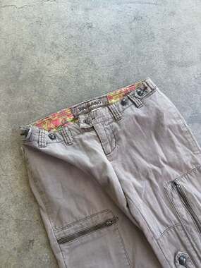 Da-Nang Surplus Indo-Chic Vintage Y2K Flare Cargo Pants with Ankle Zippers